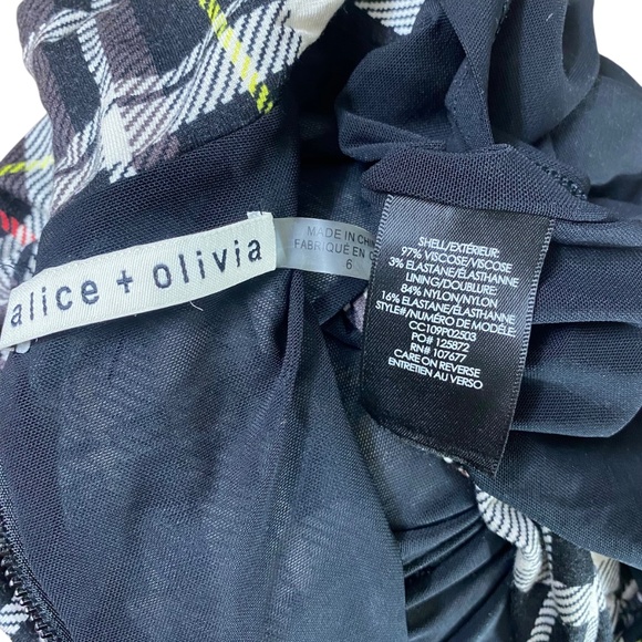 Alice Olivia Dress Women 6 Plaid Delora Turtleneck Mini Academia Preppy FLAW - Picture 12 of 12